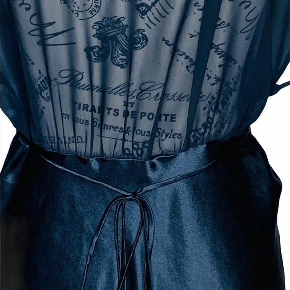 VTG Delicates Black Embroidered Red Roses V Neck Cap Sleeves Maxi Gown Medium - Picture 14 of 16